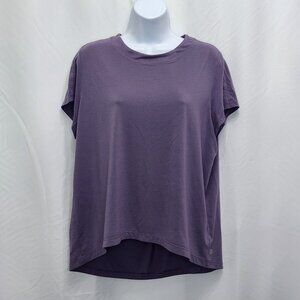 Athleta With Ease Tee T Shirt Womens XS Purple Knit Top Short Sleeve Relaxed N11